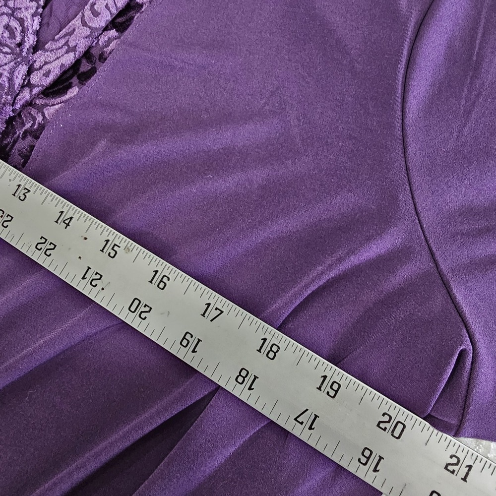 Christopher & Banks Purple Open Front Cardigan L NWT Burnout Velvet Trim Long Sl - Picture 12 of 14